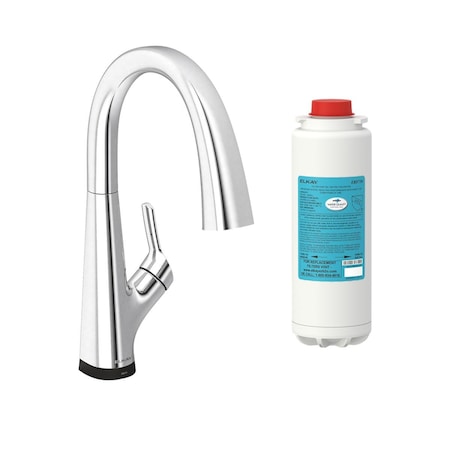 Elkay Avado Single Hole 2-in-1 Kitchen Faucet with Filtered Drinking Water Chrome LKAV7051FCR